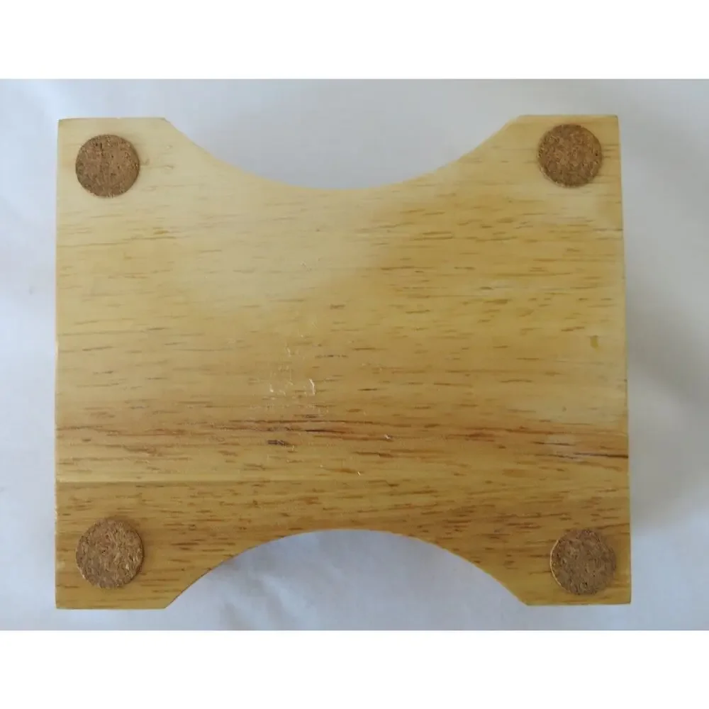 Vintage COCA COLA COKE Coasters in Wood Holder Stone Cork Set of 4 Soda Drinks